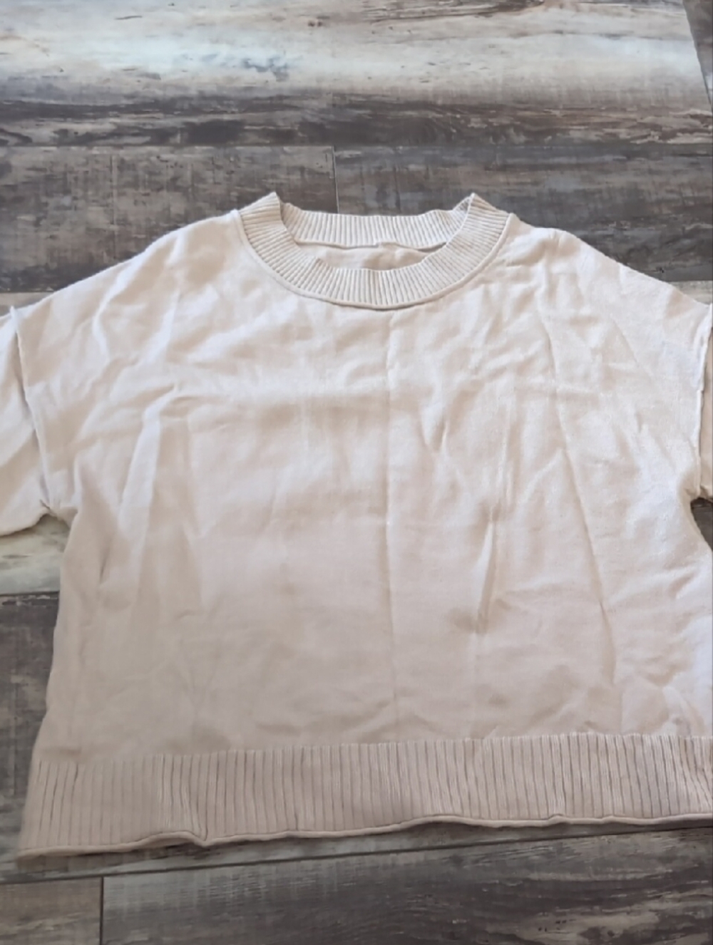 Women’s Crew Neck Short Sleeve Sweater - Cream